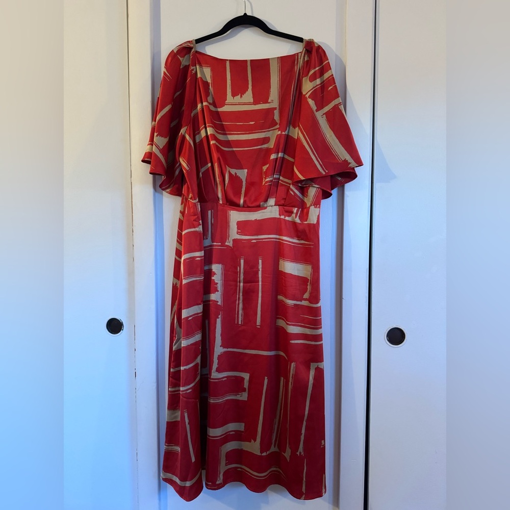 Banana Republic Red and Gold Midi Dress - Picture 2 of 11